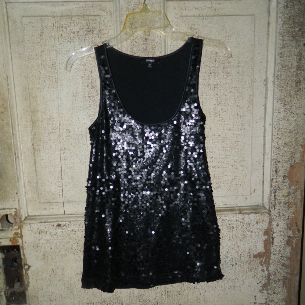 Express Sequin Front Tank Top Womens Size M (Q-53)